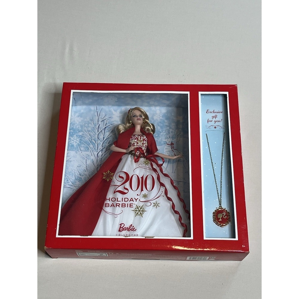 2010 Holiday Barbie Doll With Exclusive Necklace Gift #V8649 Mattel New In Box